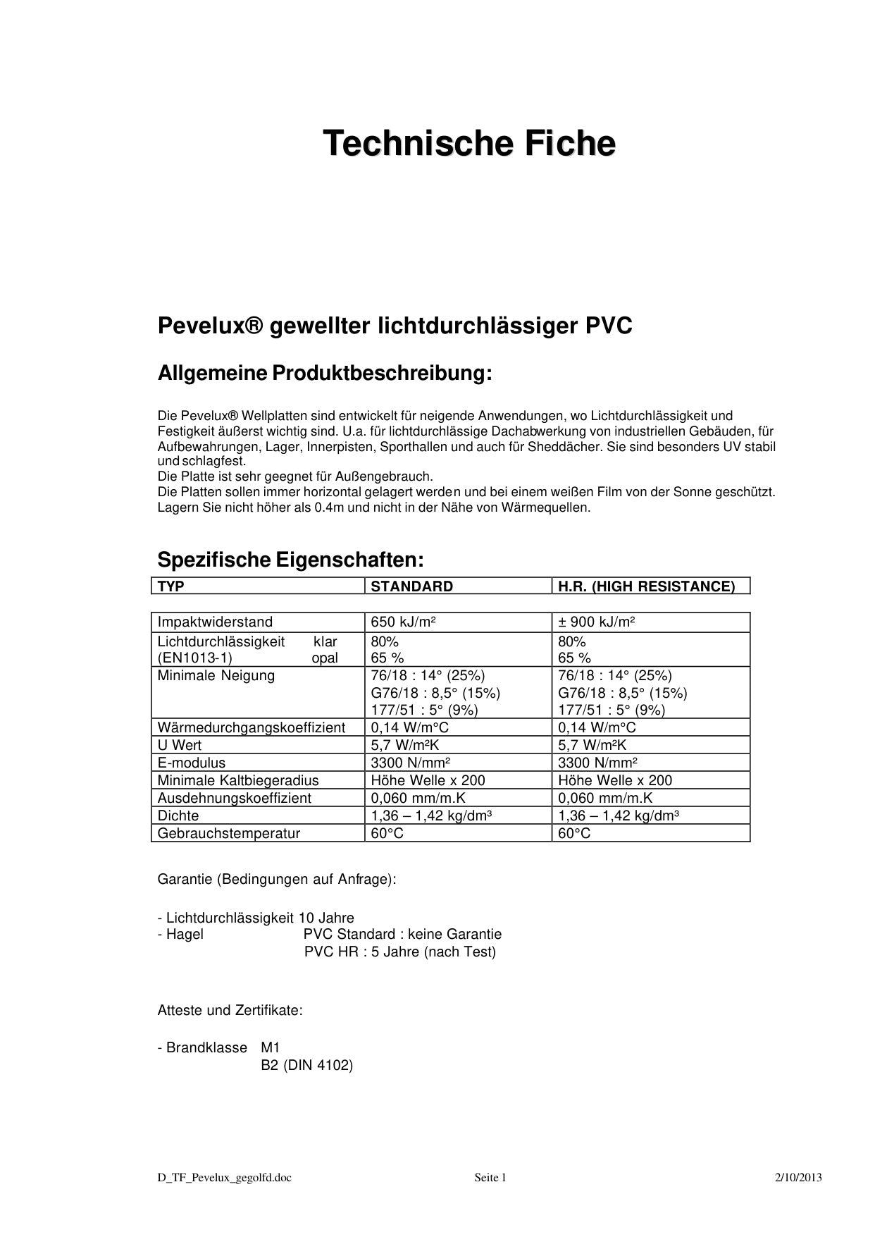 Dossier technique plaques synthétiques