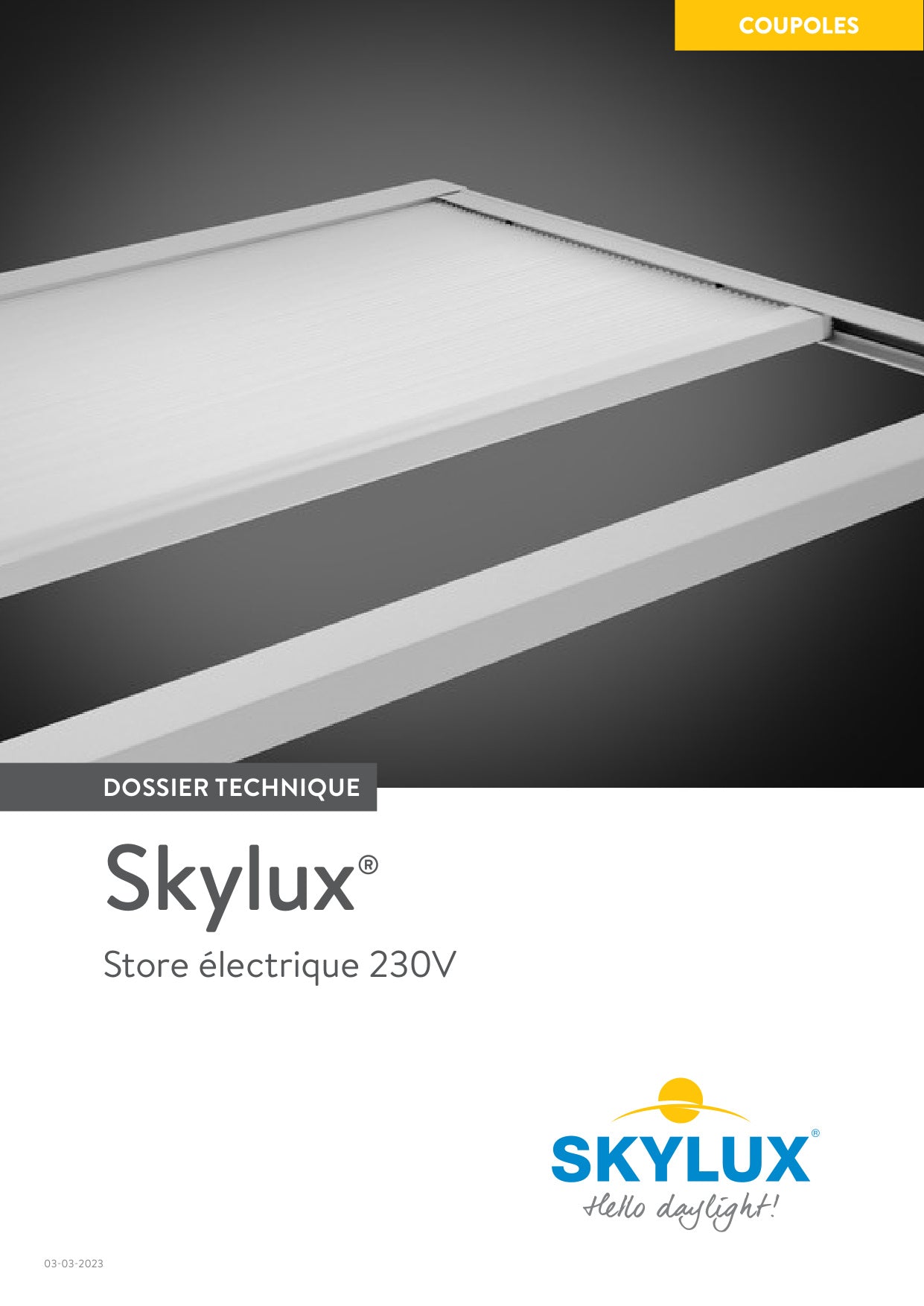 Dossier technique Store intérieur électrique 230V