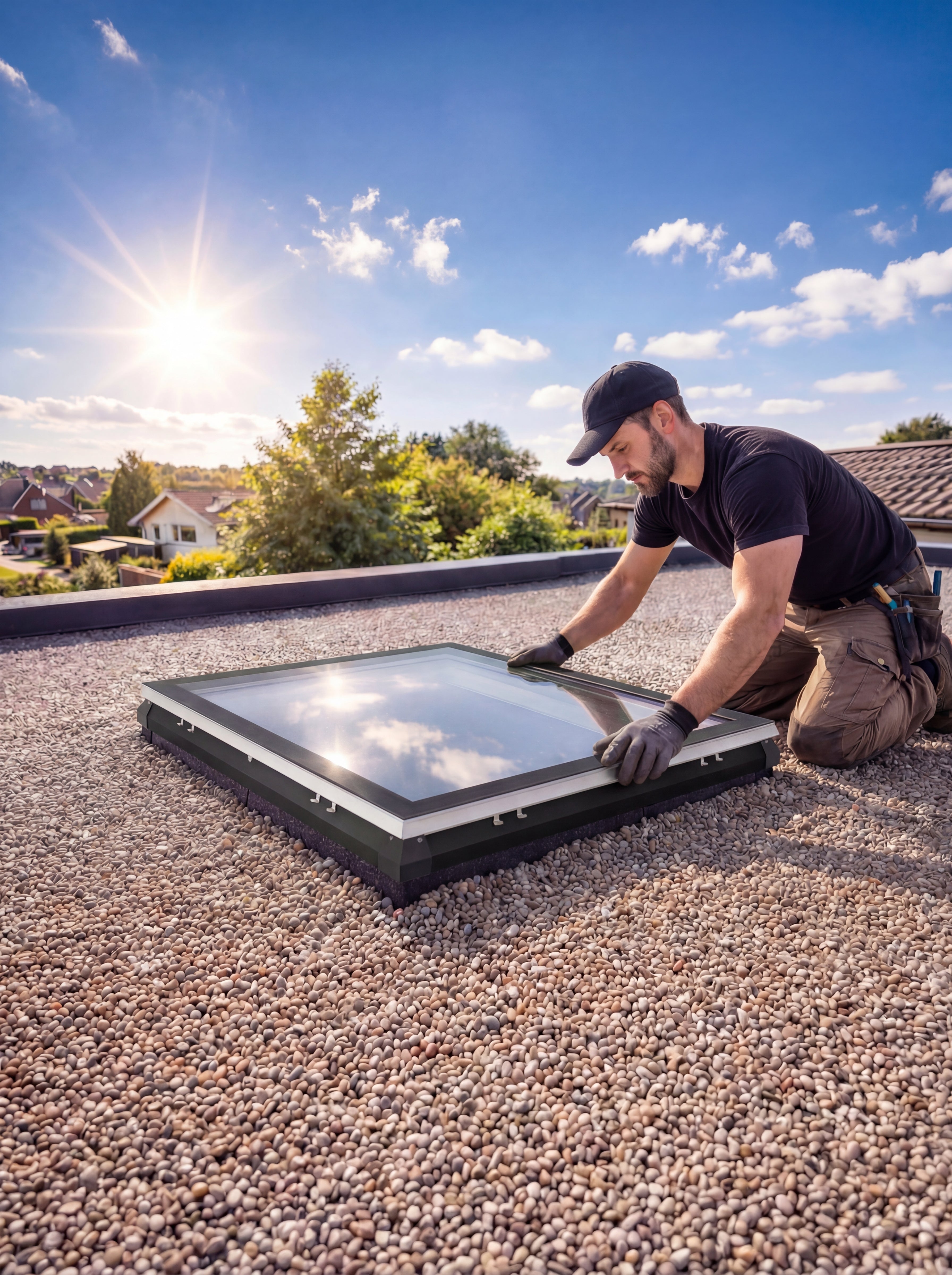 Skylux iWindow platdakvenster met zwarte solin - geschikt voor nieuwbouw en renovatie