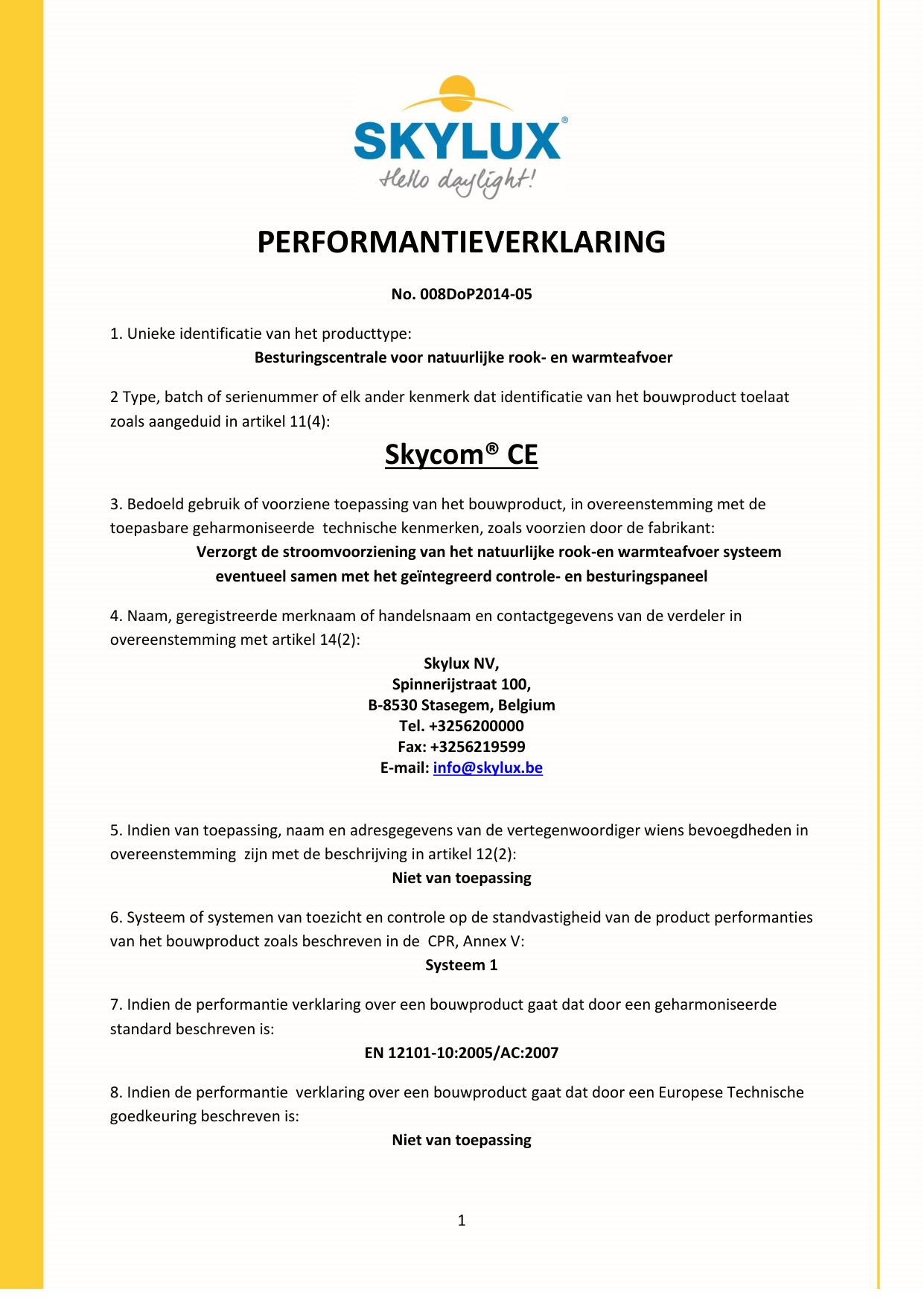 Déclaration de performances (DOP)