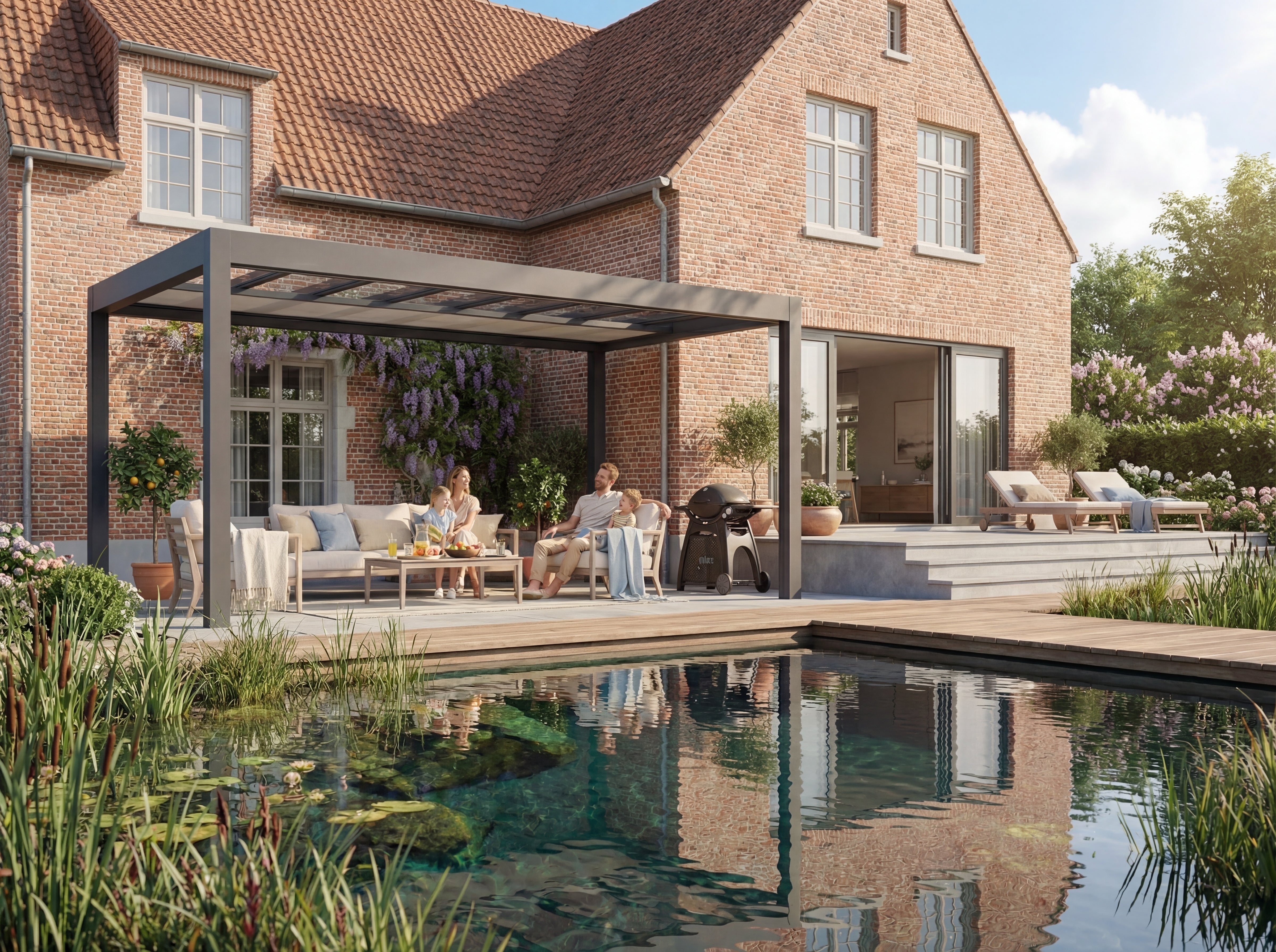 Calista aluminium terrasoverkapping bij villa - Skylux België