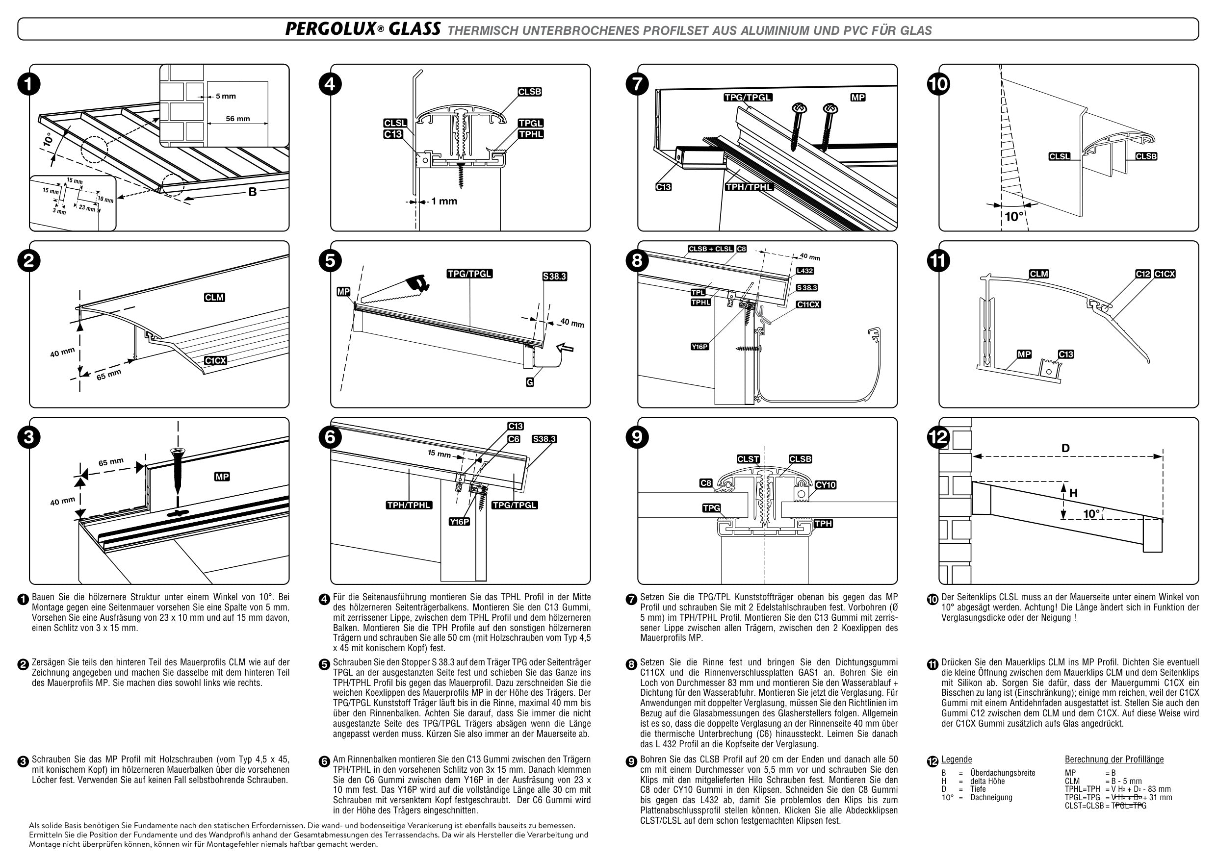 Installation instructions - Pergolux Glass