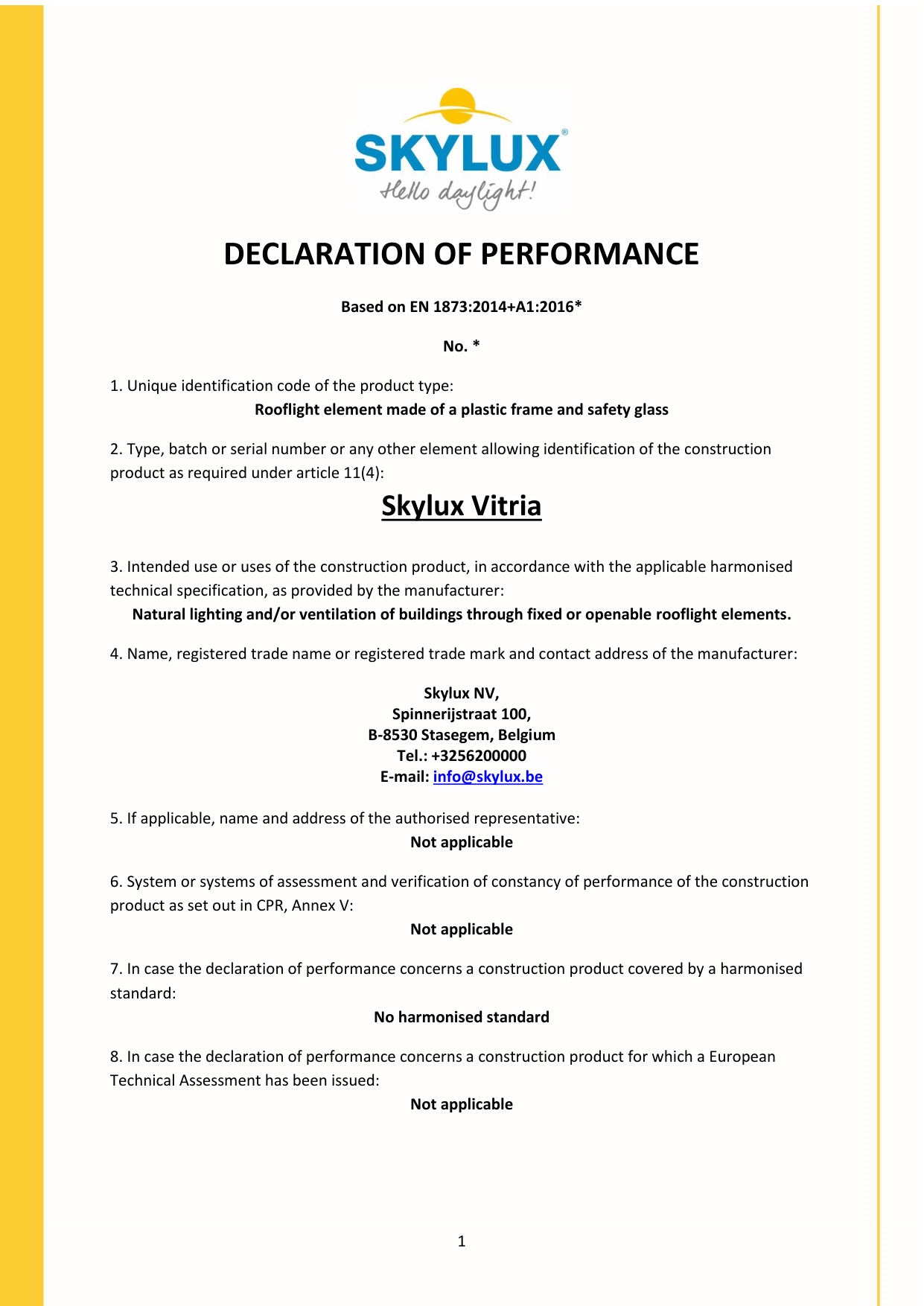 Déclaration de performances (DOP)