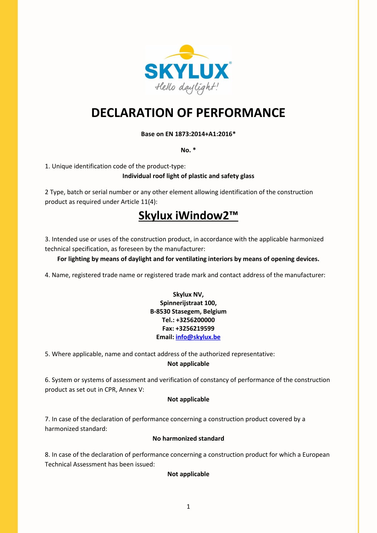 Déclaration de performances (DOP)