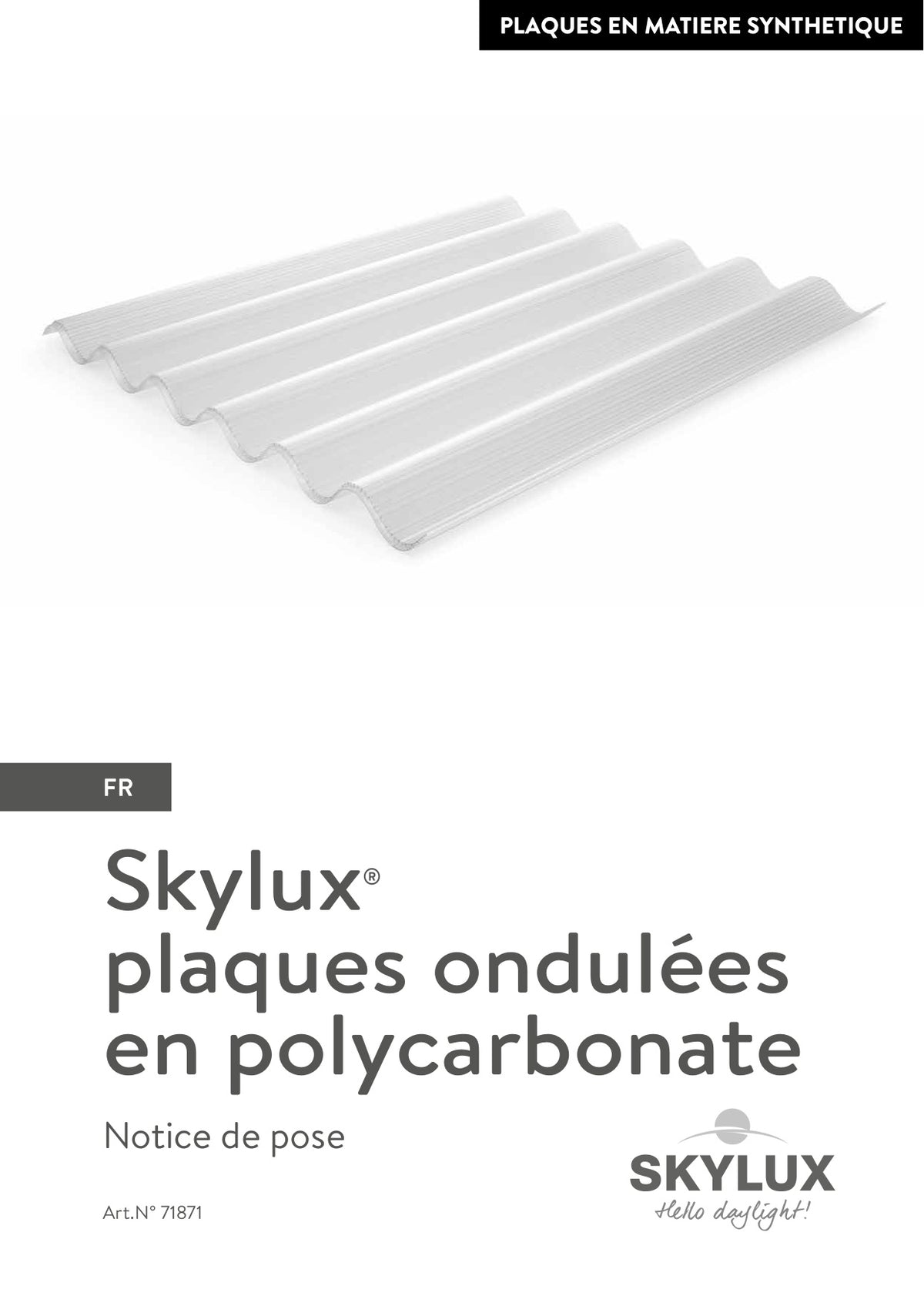 Installation instructions Plastic sheets 