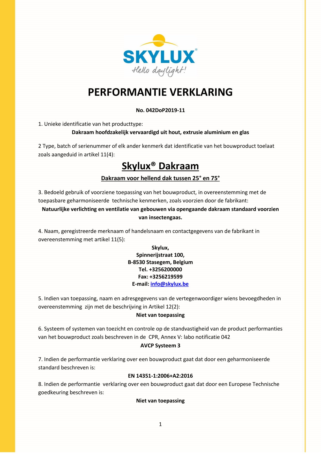 Déclaration de performances (DOP)
