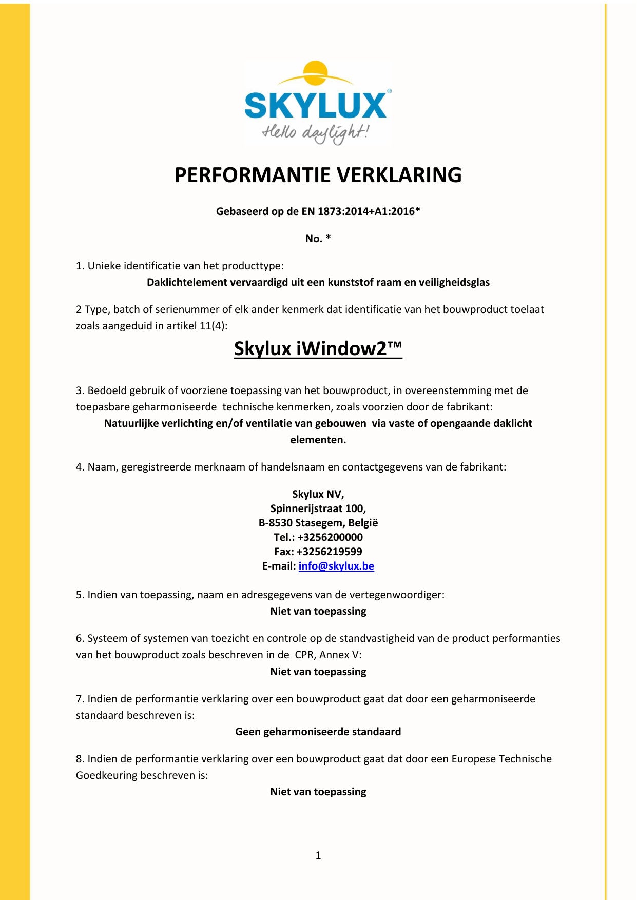 Déclaration de performances (DOP)