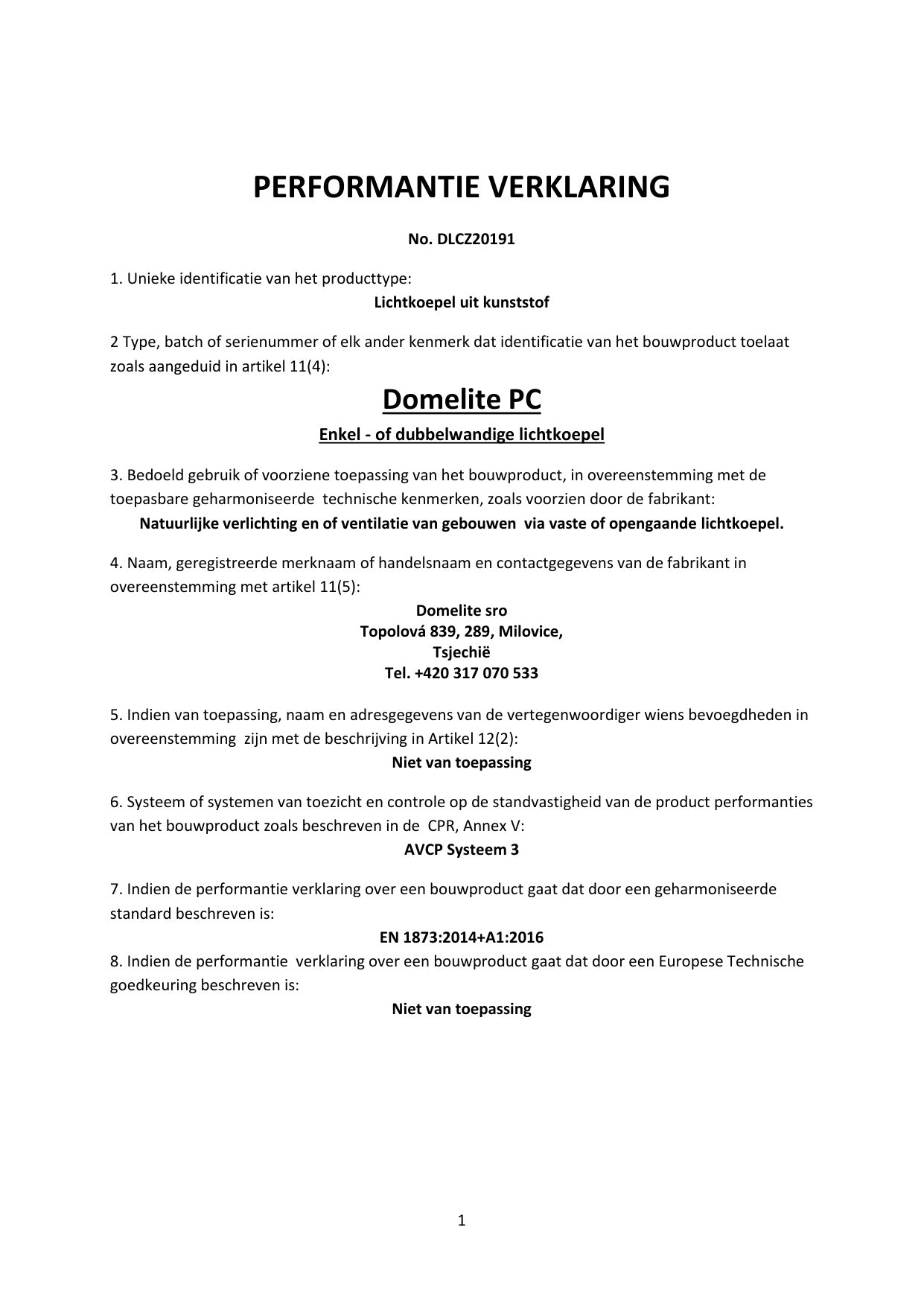 Déclaration de performances (DOP)