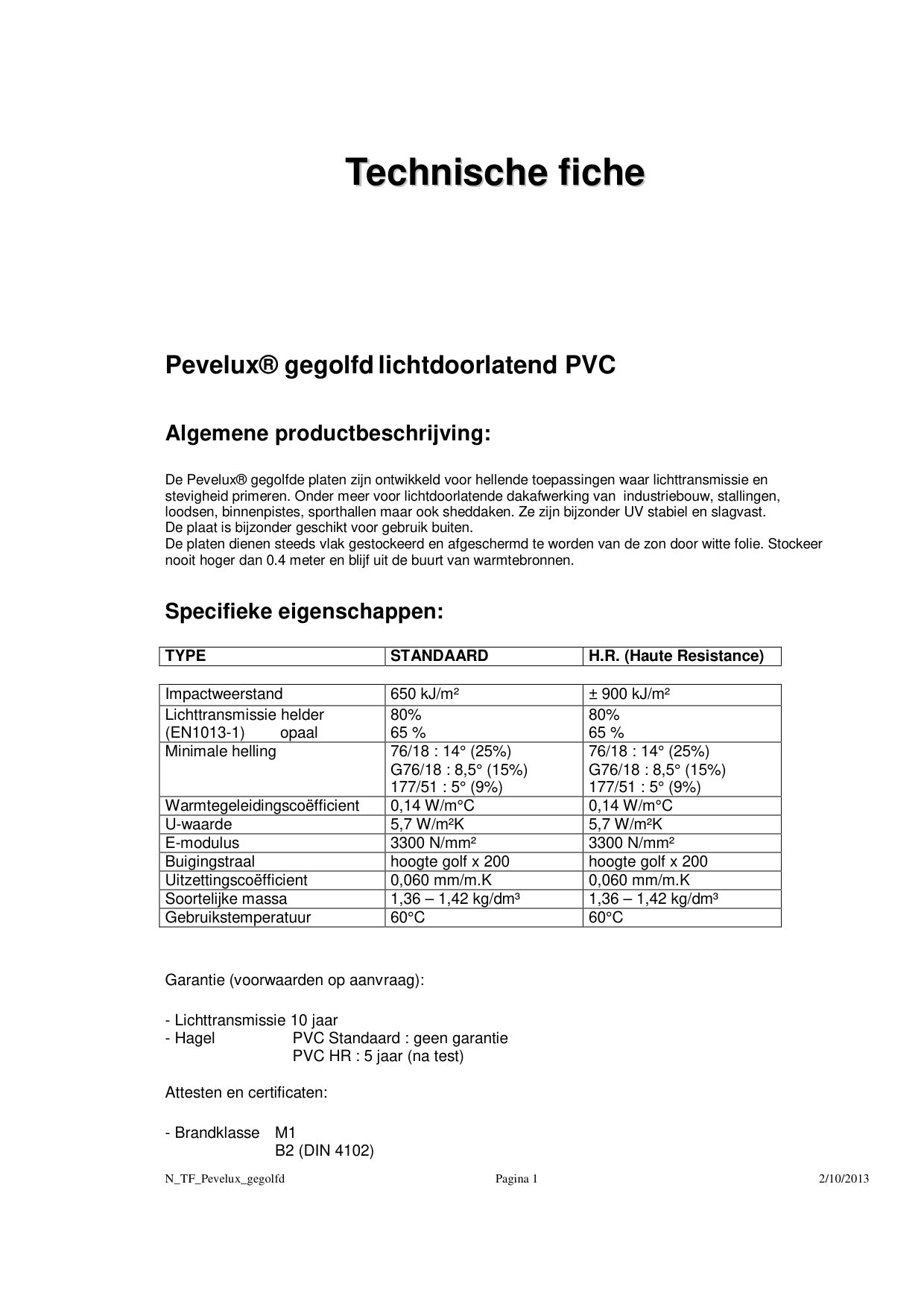 Dossier technique plaques synthétiques