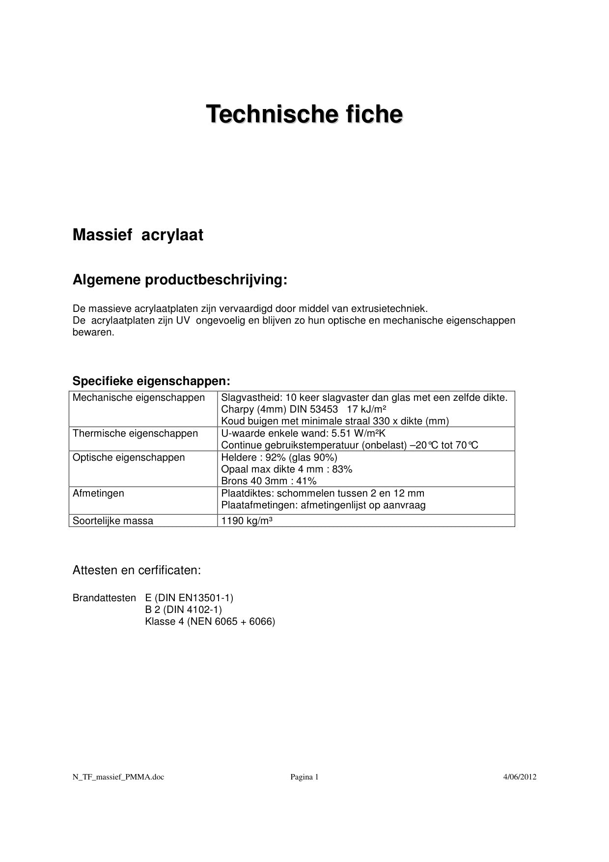 Dossier technique plaques synthétiques