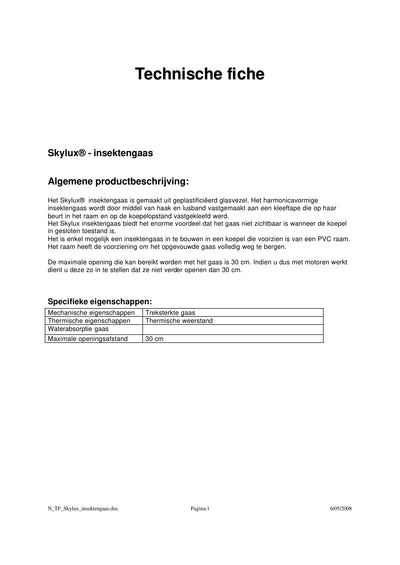 Dossier technique Moustiquaire Coupoles - Skylux
